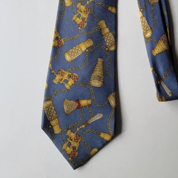CHANEL Men's Vintage Tie 100% Silk Made in Italy Classic Opera Glasses Authentic